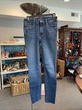 MOTHER The Looker Ankle Fray Skinny Jeans Size 24 Hot Springs Mid Rise Waist